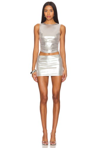 Revolve silver skirt set