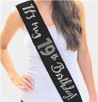 19th birthday sash in black that reads "it's my 19th birthday"