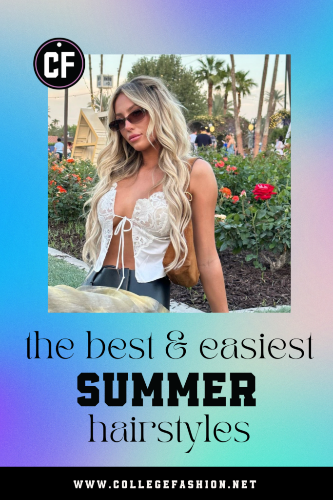 Header graphic that reads "the best and easiest summer hairstyles" with a photo of Alix Earle wearing a half-up hairstyle with bobby pins